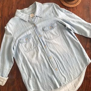 Light Wash Denim Button-Down Top